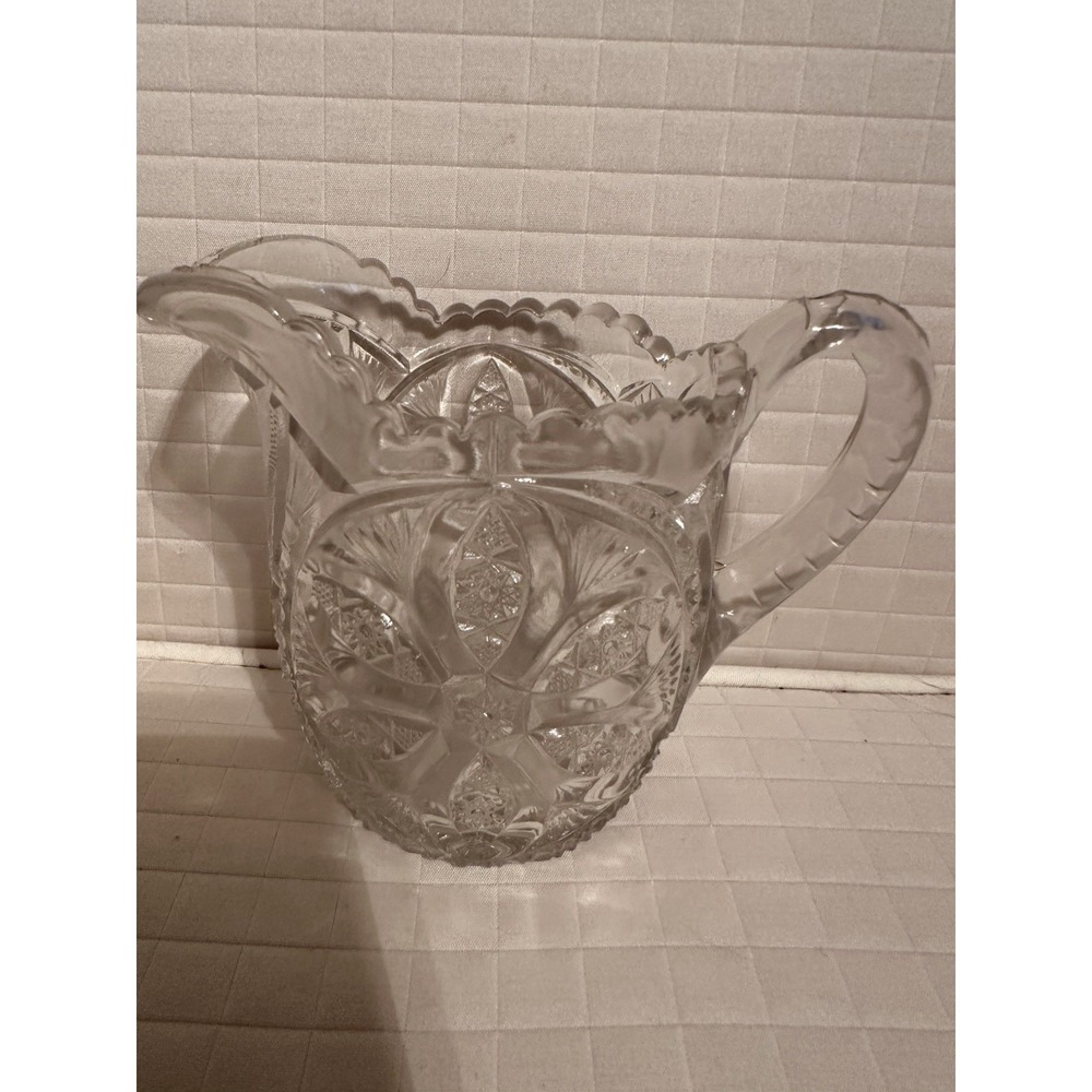 EAPG Creamer Pinwheel Star Pattern Clear Pressed Glass Syrup